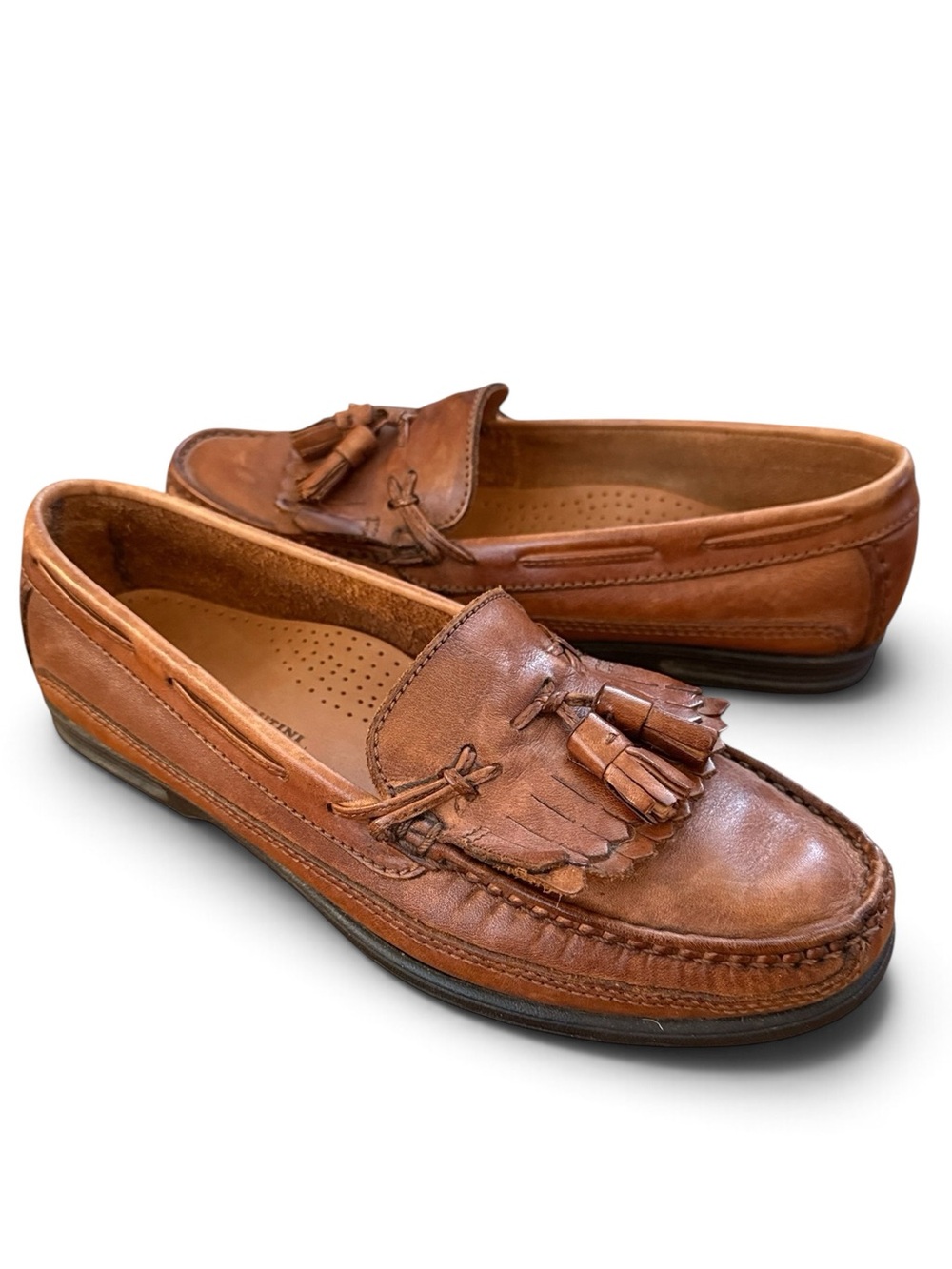 VTG Giorgio Brutini Montehi Loafers 8.5D Brown Leather Kiltie Tassel Brazil